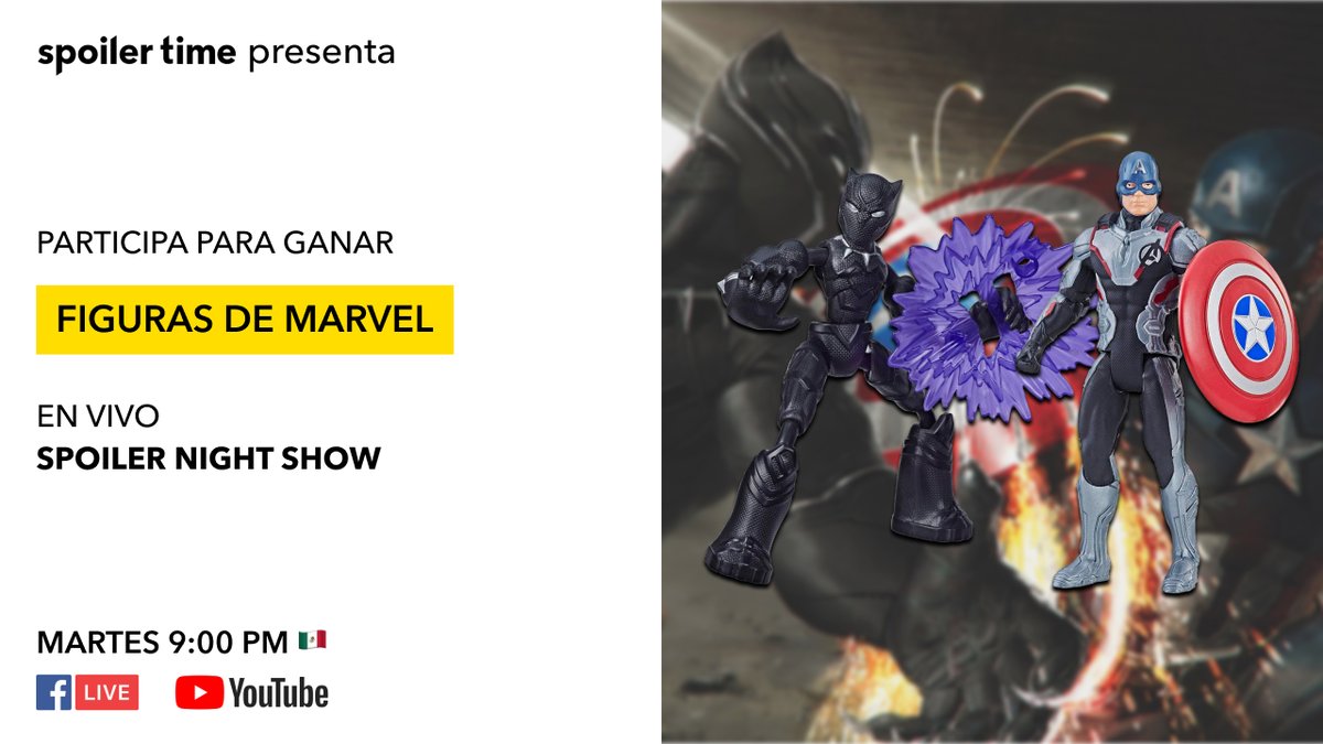 TuSpoilerMx's tweet photo. ¡#EncuentraTuPoder para participar por estas figuras de Marvel que regalaremos mañana en #SpoilerNightShow!

👇Activa tu recordatorio👇

Martes 9 PM🇲🇽
Facebook: https://t.co/Db0DLj9972
YouTube: https://t.co/TBioEpEqPe https://t.co/yZESR86W6F