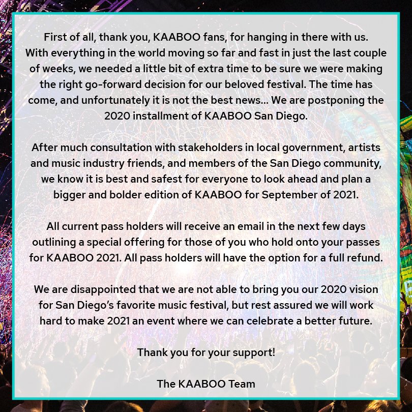 The latest news about KAABOO San Diego