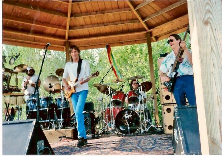 GregDeGug's tweet photo. Other nice photos from 1985-1991 era on the road full-time w/ #RobFried 🎂🙏& #MaxCreek...photo far right w/ Rob on Percussion and yours truly on Drums by Jim Thurston. Not sure who took the Capitol Theater or the other promo photo so apologies on the proper credits. https://t.co/00gW626UZd