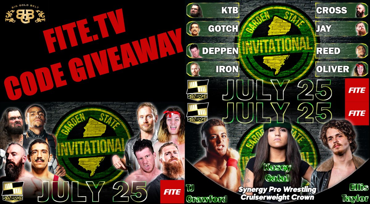 🚨CONTEST ALERT🚨

#GSI2020 is set for 7/25 on @FiteTV!

We're giving one lucky follower the chance to watch 
@synergywrestle's biggest show of the year LIVE AND FREE, thanks to @FiteTV.

TO WIN:

- Like &amp; RT
- Follow 
<a href="/BGBgroup/">Big Gold Belt Wrestling Podcast</a>  and @FiteTV
Winner will be selected 7/23 8pm Live