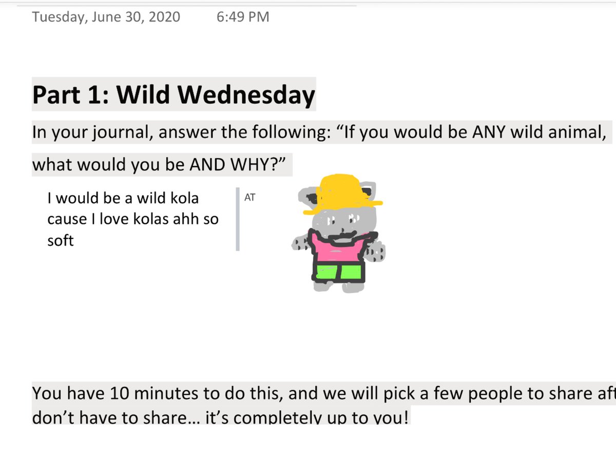 Wild Wednesday gave CW students a chance to journal and share their thoughts using their electronic Notebooks. What wild animal would you choose to be? #GECDSBSLP2020 <a href="/gecdsbpro/">GECDSB PR</a> <a href="/ClaraHowitt/">Dr. Clara Howitt</a> <a href="/SMayville/">Susan Mayville</a> <a href="/RomualdiMrs/">MrsRomualdi</a>