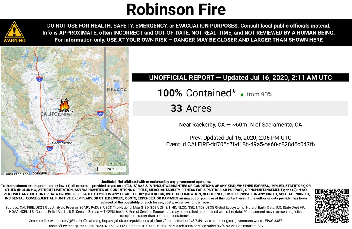 CaliFireBot's tweet photo. #RobinsonFire 🔥 unofficial, automated update.
Near Rackerby, CA. ⚠️ DO NOT USE FOR SAFETY PURPOSES - See officials instead. May be incorrect; disclaimers in images.
https://t.co/mfl0XILnqb https://t.co/byZjrrjYv3
