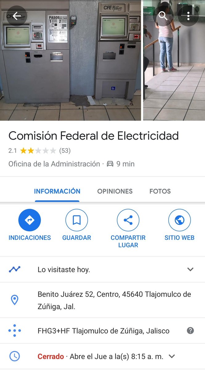 cico_19's tweet photo. Mal servicio en esta agencia de la @CFEmx el día de antier no había servicio por falta de luz, (el colmo, y según el Vigilante ya tenía horas que lo había reportado y no habían atendido) y el día de hoy que fuí solo había uno encendido pero estaba trabado. https://t.co/4cK3NmMu2t