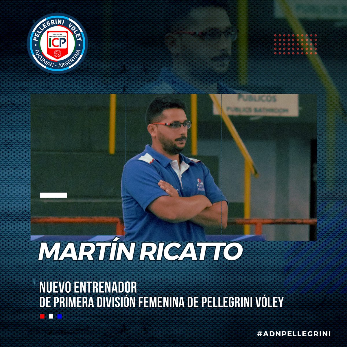 VoleyPellegrini's tweet photo. ▫️Comunicado 🏐
.
Pellegrini Vóley hace oficial que Martín Ricatto será el nuevo entrenador de la Primera División Femenina del club.
.
¡El mayor de los éxitos en esta nueva etapa, @MartinRicatto! 👏🏐
.
.
#ADNPellegrini
#VamosTricolor https://t.co/5f9kAMYKYk