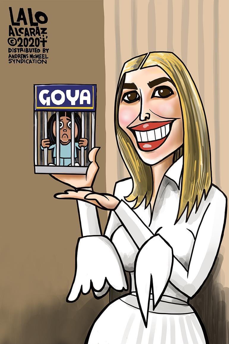 laloalcaraz's tweet photo. If it's Goya, it's supporting this. Please share #laloalcaraz cartoons, oh, and #boycottGoya forever. https://t.co/u6FQc6qagw