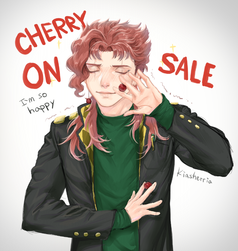 When Kakyoin met Josuke and Okuyasu...
I guess it's like this...
Cherry is on sale.
#kakyoinnoriaki #josuke #okuyasu #JJBA