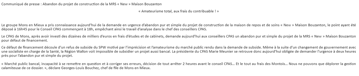 MonsenMieux's tweet photo. CP : Abandon du projet de construction de la MRS « New » Maison Bouzanton« Amateurisme total, aux frais du contribuable ! » #ccMons #BeGov #WalGov @GLBouchez @M_Opaline https://t.co/2dRinLos9R