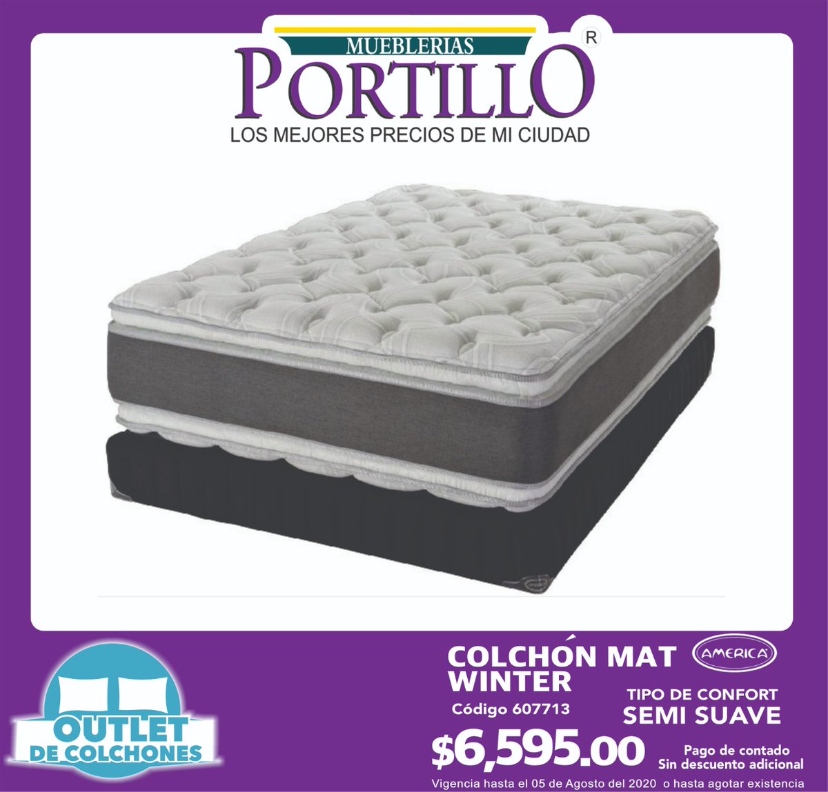 PortilloMueb's tweet photo. El #OutletDeColchones llegó, te invitamos a que aproveches esta gran oportunidad. Ven y prueba el colchón ideal para ti y tu familia #LosMejoresPreciosDeMiCiudad 💜💜💜 https://t.co/DAhNeHq7C9