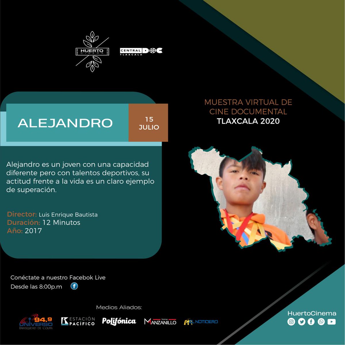 central_doc's tweet photo. Los esperamos HOY a partir de las 20:00 horas en la segunda función de la Muestra Virtual de Cine Documental Tlaxcala 2020 😎🎬
Acompáñanos virtualmente, el anfitrión del evento es HuertoCinema a través de su página de FB 

No se la pierdan!

#centraldoc #máscine #muestravirtual https://t.co/uaKL6Fyfjn