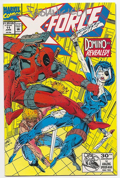 Deadpool was of course created for New mutants/X-force by Rob Liefeld and Fabian Nicieza. Originally planned by Rob as a stoic dude Fabian noticed the similarities with Deathstroke and wrote him as snarky.