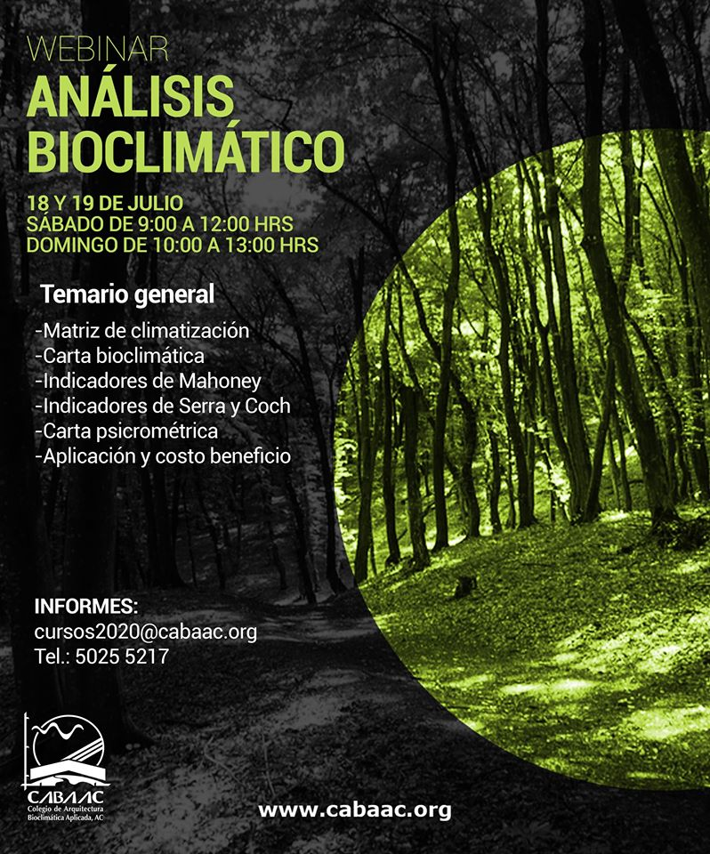 REEDIberoAC's tweet photo. No te pierdas el Webinar "Análisis Bioclimático”, propuesto por el @cabaac, el próximo 18 y 19 de julio a cargo del Mtro. Iratzio Esquivel, miembro de REED. ¡Inscríbete!

Informes al correo: cursos2020@cabaac.org https://t.co/IaxhBWUhZe