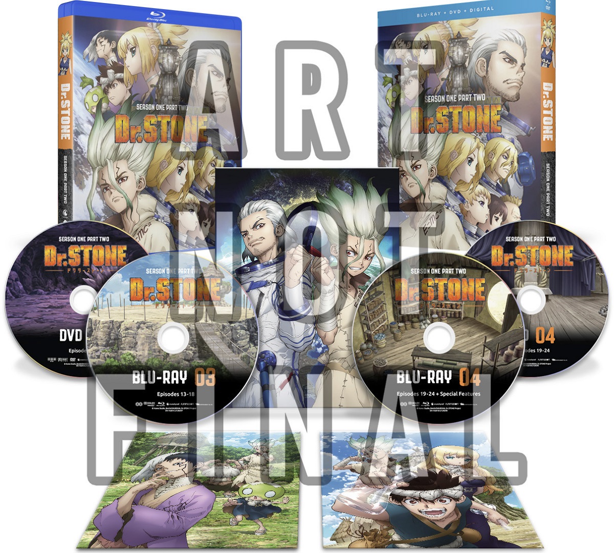 Wtk Dr Stone Season 1 Part 2 Blu Ray Dvd Via Crunchyroll X Funimation October Le Rigid Box To House P1 152pg Art Book 3 Character Keychains Exclusive Art Cards Stickers