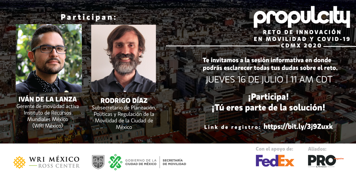 Te esperamos mañana a las 11 am en la sesión sobre el #RetoMovilidadyCovidCDMX.
<a href="/LaSEMOVI/">Secretaría de Movilidad CDMX</a> y <a href="/WRI_Ciudades/">@WRI_Ciudades</a> aclararán tus dudas que sobre las temáticas y tipos de soluciones que puedes registrar, recuerda que puedes llevarte hasta 100 mil pesos.
Registro: bit.ly/3j9Zuxk