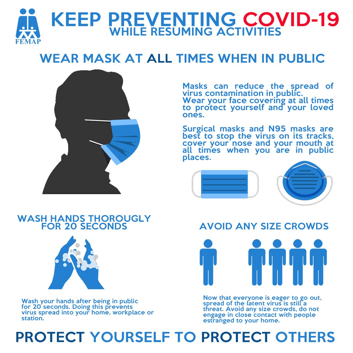 FEMAPfoundation's tweet photo. To continue to be safe as spread increases please remember this simple advise. STAY SAFE! https://t.co/is6Pk4Fvy5