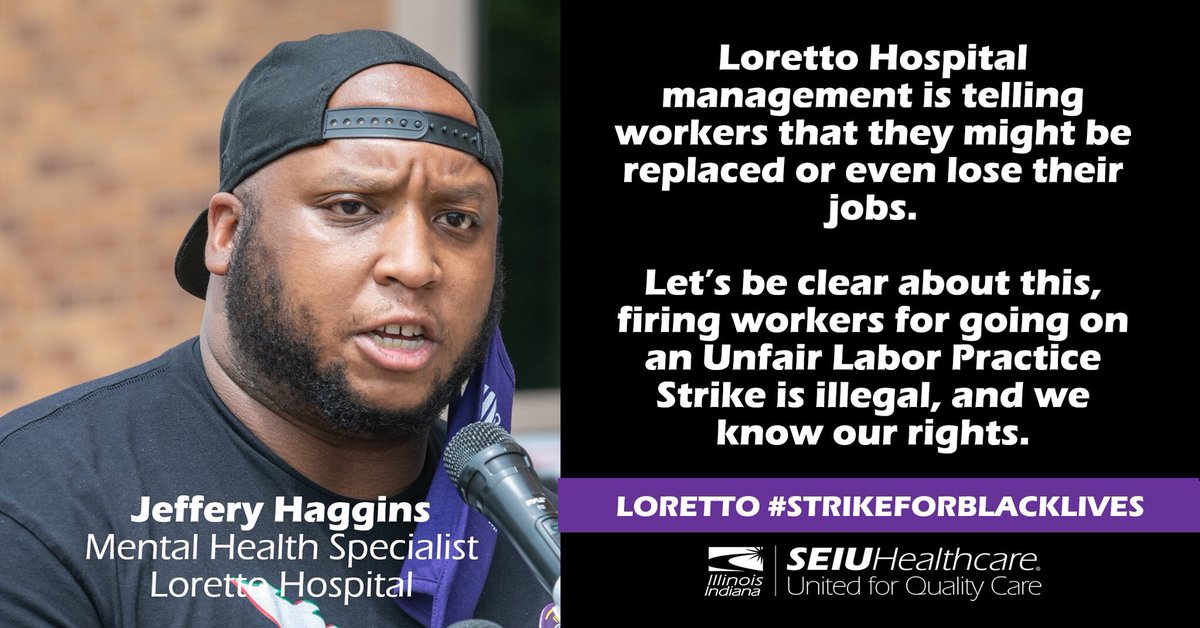SEIUhciimk's tweet photo. .@LorettoHospital, we know our rights. We deserve an end to unfair labor practices, adequate staffing, and fair wages. Loretto #StrikeForBlackLives starts 7.20. https://t.co/EYzLv7aKS5