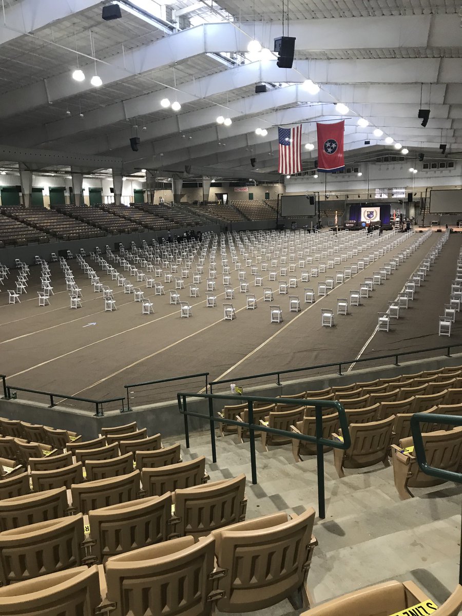 wcsBHS's tweet photo. We are ready for Graduation 2020! Social distancing in the seats and on the floor! https://t.co/hofRTnYT4I