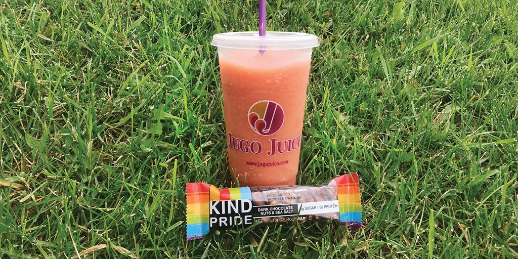 *Collaboration alert!* We've partnered with @KINDsnacks to add some extra KINDness to your day. We're giving away a FREE KIND Pride bar with every smoothie purchased at select Western Canada locations, starting today while supplies last. May we suggest a Watermelon Wiggle? 🌈 🍉
