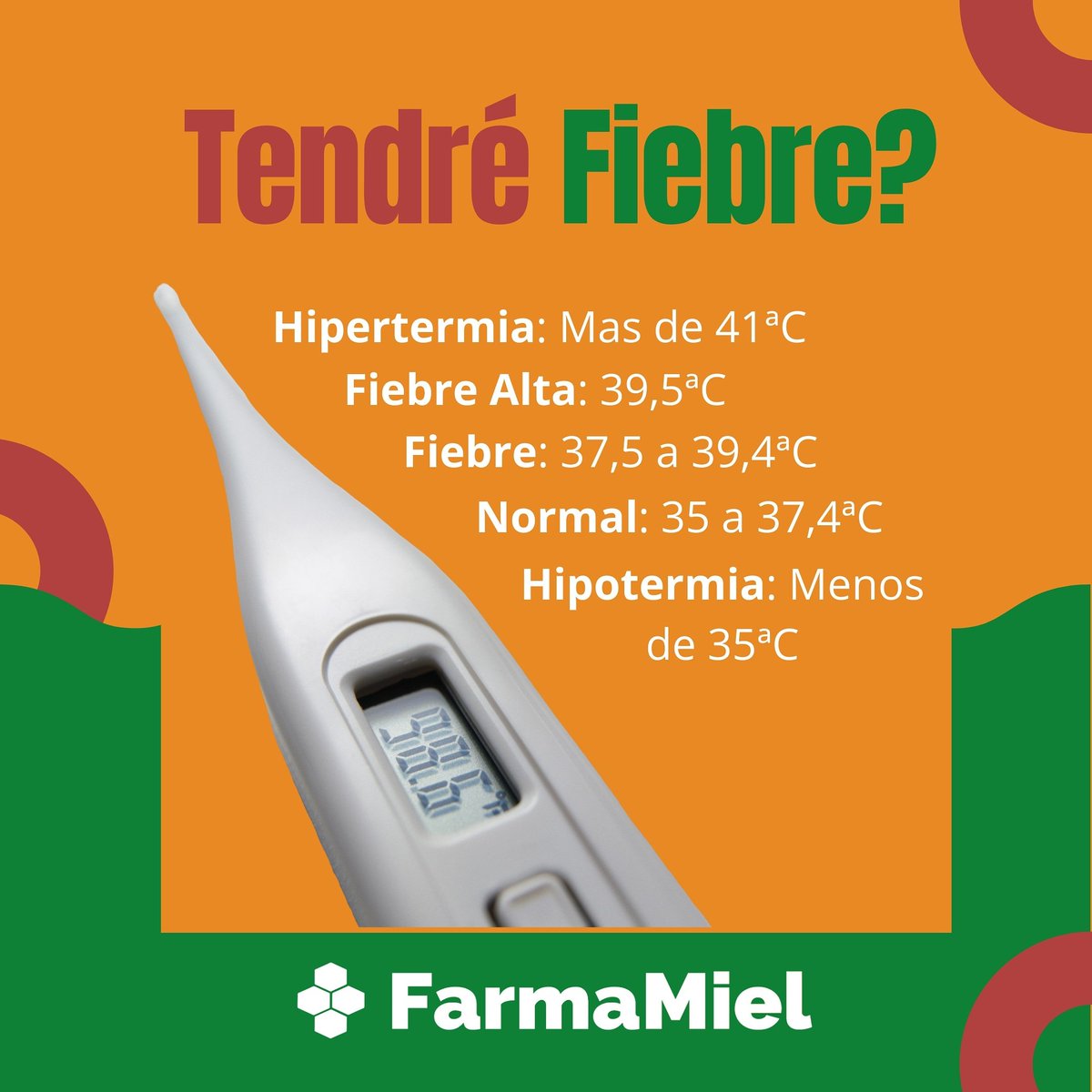 Tienes Fiebre? Consulta los rangos de temperatura que clasifican el estado de fiebre o normalidad en tu cuerpo. 

#fiebre #medicinas #farmacia #covid #Covid_19 #coronavirus #farmamiel #cojedes #villadecura #losproceres