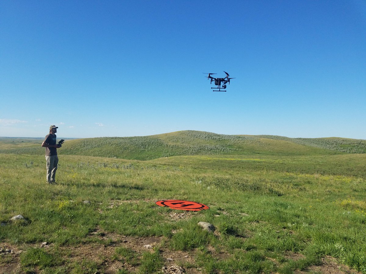 RealDuckTails's tweet photo. One of our favorite parts of working on the prairie is being able to watch the weather! Yesterday Mason set up thermal pads on our nests while this storm blew past. Luckily today we had beautiful weather to fly and were able to capture great imagery! #dronescience https://t.co/FqowpzDULt