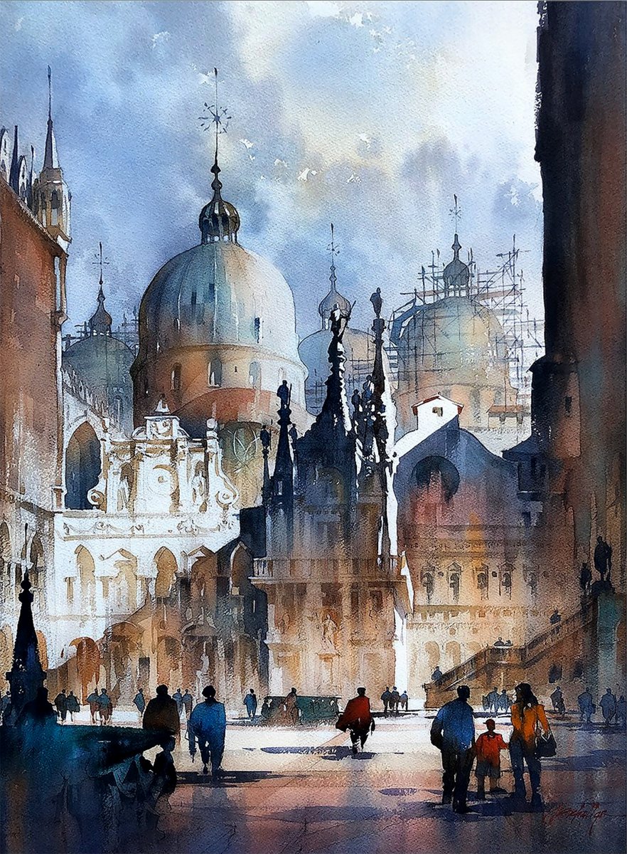 twschaller's tweet photo. Light in the Courtyard #venice #italy #watercolor #architecture #art @DreamofVenice https://t.co/xLrzbA1C0p