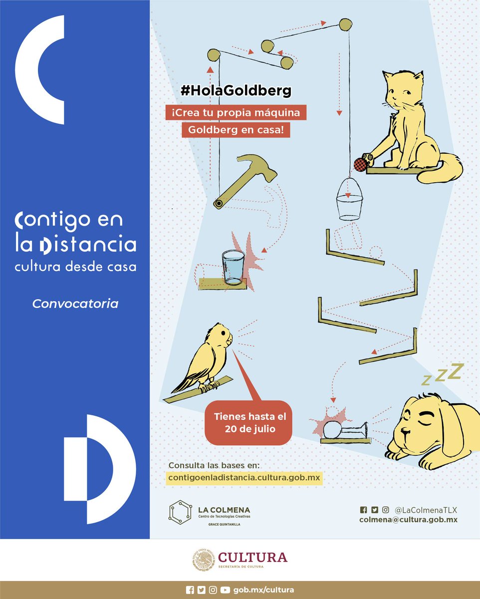 LaColmenaTLX's tweet image. ¿Tienes planes para el fin de semana? 🤔 

Construye en familia tu propia máquina #HolaGoldberg desde 🏠, envíanos un video de cómo lo hiciste 📲 y gana un kit de robótica. 🤖

Revisa nuestras bases en:  
👉 bit.ly/3dy8o4l

#ContigoEnLaDistancia✨