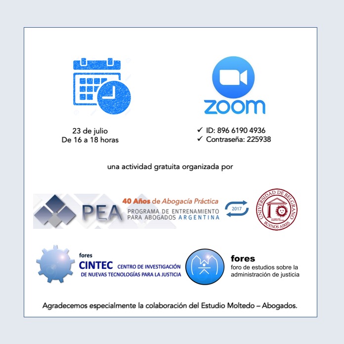 CONCURSO PREVENTIVO
Clase abierta del @PEAbogados a cargo del Dr. Sebastián Marcelo Serra.

Actividad gratuita. 23 de julio a las 16:00 hs.

Inscribite en foresjusticia.org/2020/07/15/con… 

Organizan PEA-UB y <a href="/CINTECfores/">CINTEC</a> de <a href="/FORESJUSTICIA/">FORES</a>