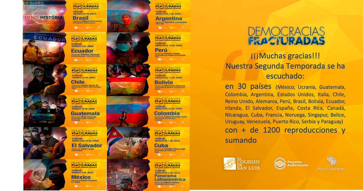 JContrerasAlc's tweet image. La 2a temporada de Democracias Fracturadas llegó a su fin y no resta sino decirte: ¡¡MUCHAS GRACIAS!!