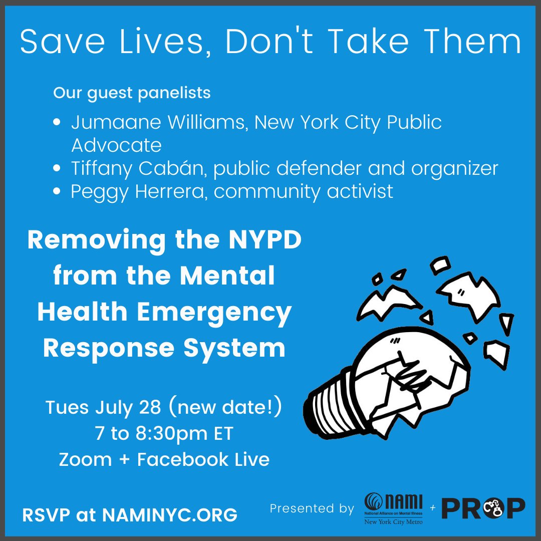 New date, same great event!! Join us July 28th with Jumaane Williams, Tiffany Cabán (<a href="/tiffany_caban/">Tiffany Cabán</a>), and Peggy Herrera. Thanks to our partners at <a href="/NAMINYCMetro/">NAMI NYC 💚</a> as well.