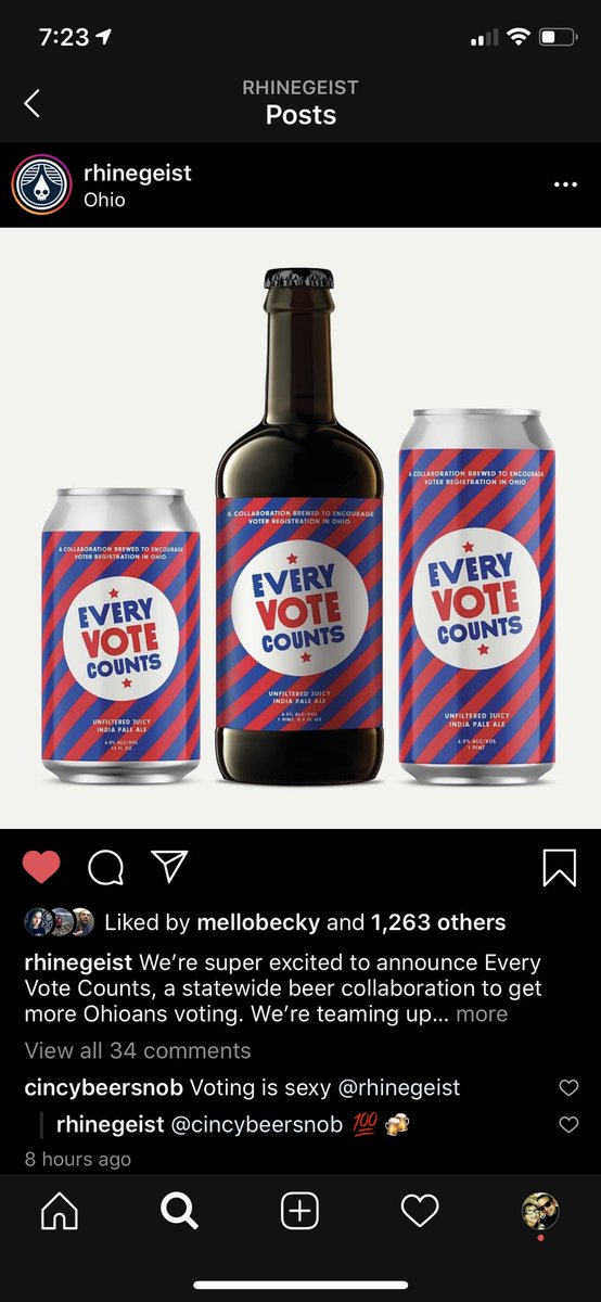 CincyBeerGeek's tweet photo. Been gone for way too long but this is super dope! #everyvotecounts #Register2Vote2020 #vote #ohio #MasksOnOhio #craftbeer https://t.co/wFX27JPSD8