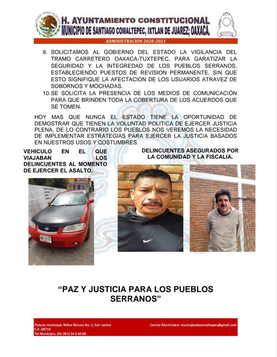 NADIASANABIA's tweet photo. 🆘PRUDENCIA🆘
PELIGRO DE LINCHAMIENTO vs asaltante en #SantiagoComaltepec
Edil René López Hernández no intenta detener a la turba, alertan pobladores de ese mpio.
Ya se recuperó lo robado.
CÁRCEL SÍ, ¡NO SE CONVIERTAN EN ASESINOS! #Comaltepec @FISCALIA_GobOax @alejandromurat https://t.co/4nHTIdQZP5