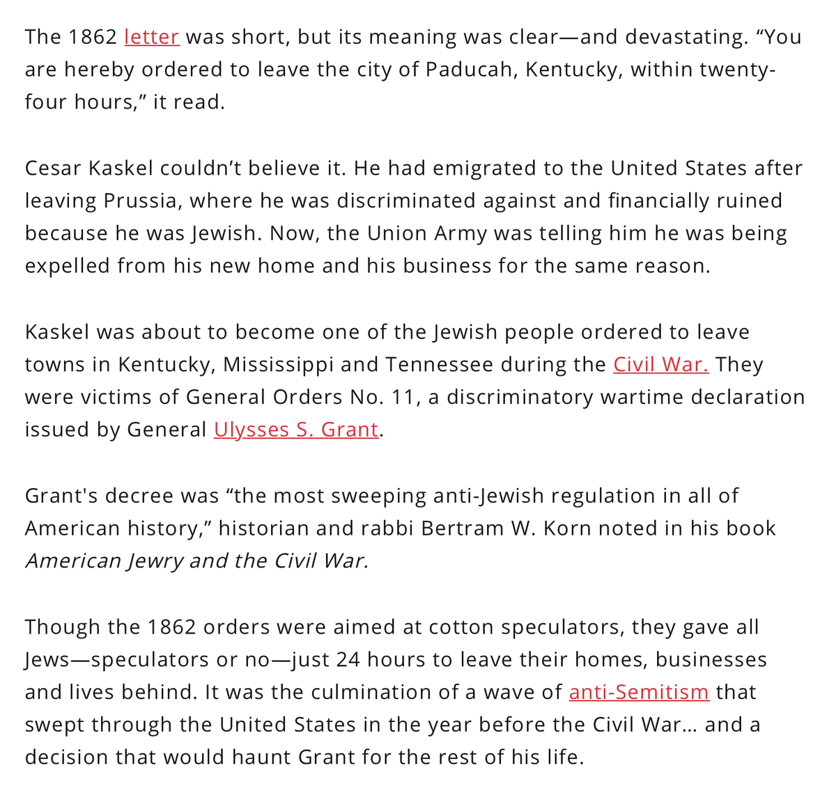 By 1860 there were an estimated 150K to 200K Jews in the US, up from 15K in 1840. That dramatic rise was the result of poverty & discrimination in Germany/Central Europe, where Jewish people were often excluded from trade, prevented from marrying & subject to pogroms & violence.