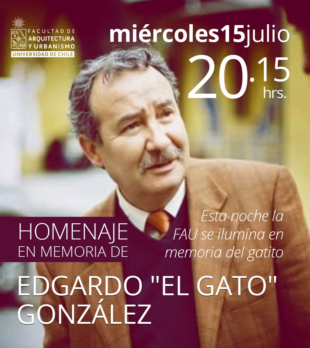 MundoFAU_uchile's tweet photo. Esta noche nuestra Facultad se iluminará con un haz de luz que se proyectará hacia el cielo, en memoria de nuestro gatito, Don Edgardo González, cuyo sensible fallecimiento nos golpeó ayer. Si subes fotos o vídeos, te invitamos a etiquetarnos para compartir este difícil momento. https://t.co/LvsywTfbJo