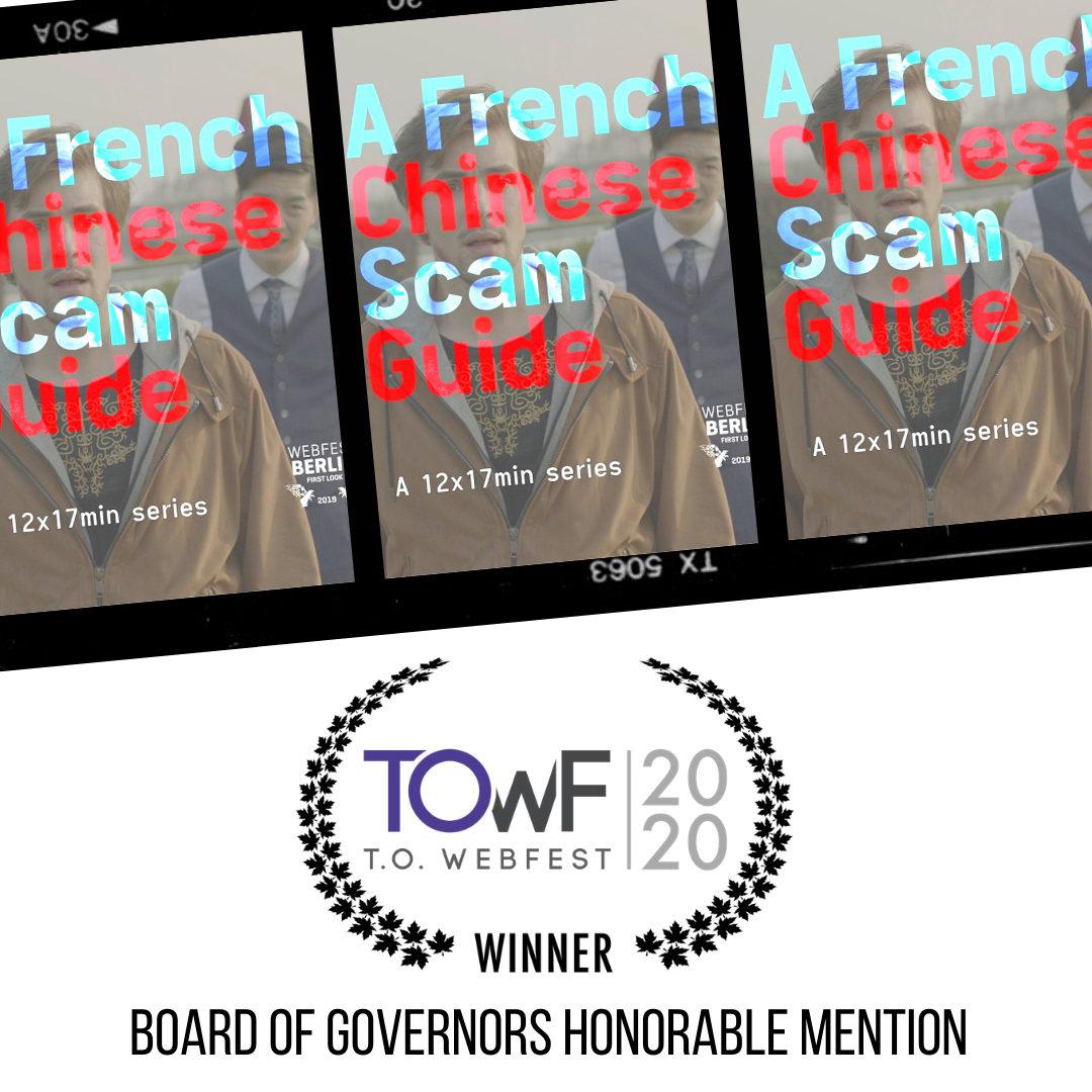 webseriescanada's tweet photo. #AFrenchChineseScamGuide receives a Board of Governors Honorable Mention at #TOwebfest2020
#award #TOWebfest #FilmFestival #FilmFest #OnlineFestival #scamguide #frenchchinese #webseries2020 https://t.co/JPBjAkuiyZ