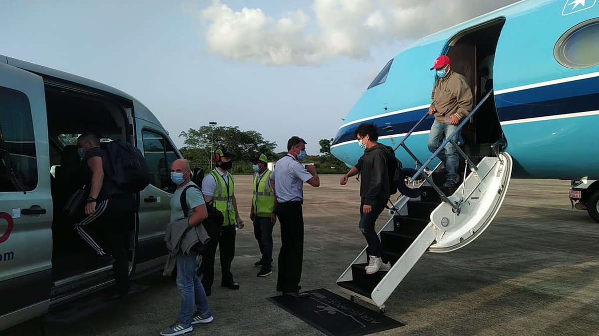 tocumenaero's tweet photo. Esta tarde se realizó en el Aeropuerto Internacional de Tocumen el cambio de tripulación de la embarcación @MaerskPA donde llegaron 6 y salieron 7 marinos.

La @AMP_Panama coordinó la operación con destino Copenhague, a través de la aeronave Gulfstream V(5)✈

#QuedateEnCasa https://t.co/8qpiplxjDZ