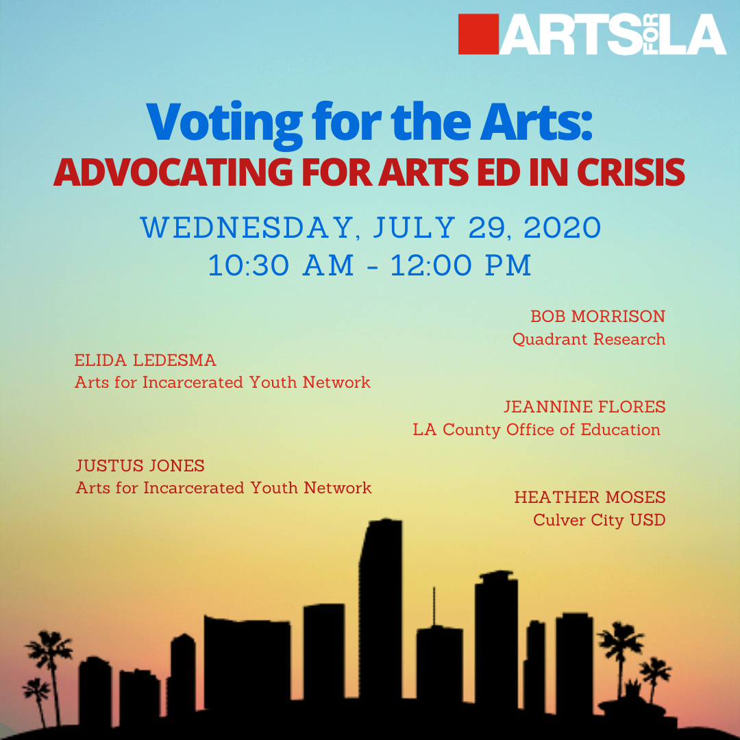 Voting for the Arts is back! 

Join us for this free training at 10:30 am on July 29th!

5 arts leaders will share talking points, policy models, + strategic approaches to fighting for arts ed amidst the public health and financial crises.

Register today! rb.gy/ftdqef