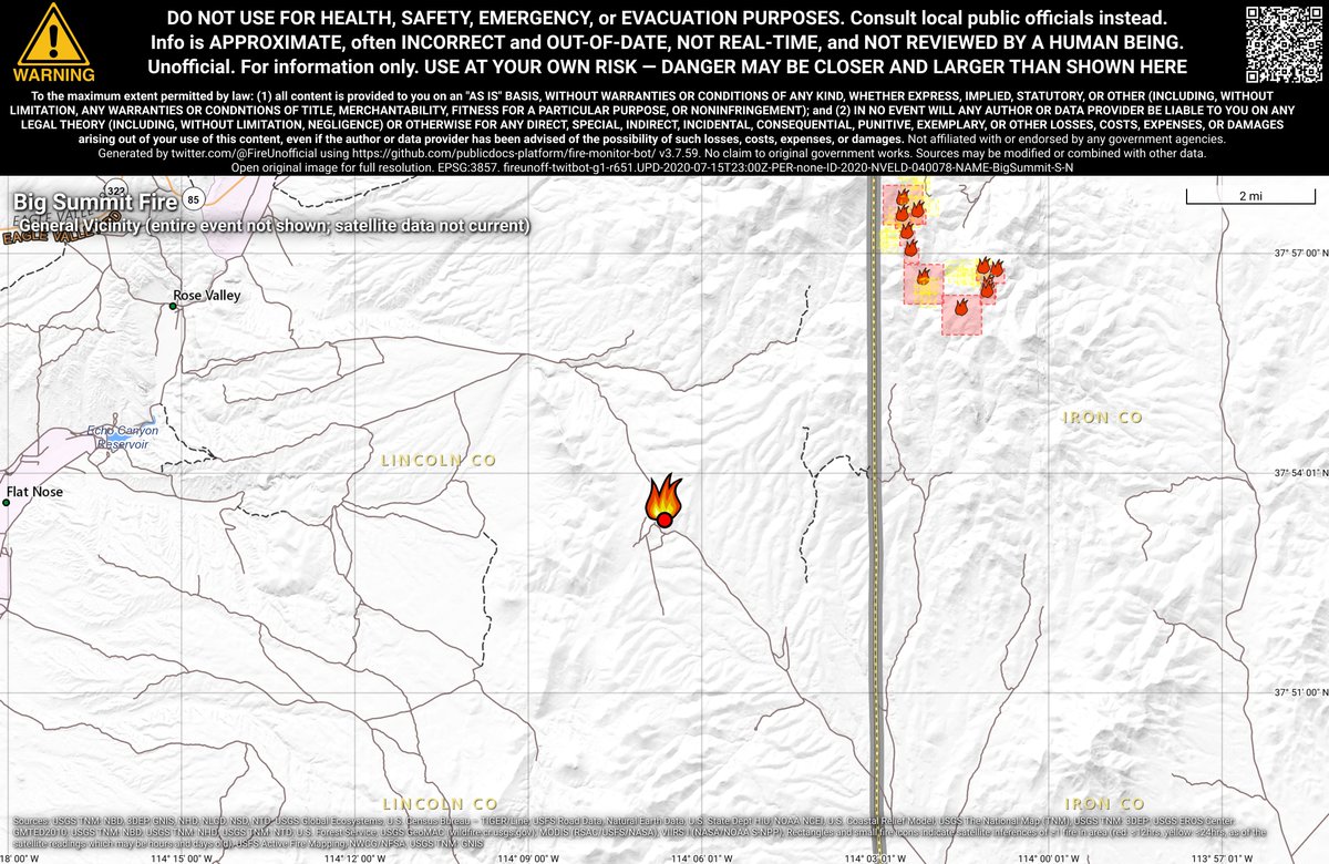 UtahNevFireBot's tweet image. #BigSummitFire 🔥 unofficial, automated update.
~8mi SE of Ursine, NV. ⚠️ DO NOT USE FOR SAFETY PURPOSES - See officials instead. May be incorrect; disclaimers in images.