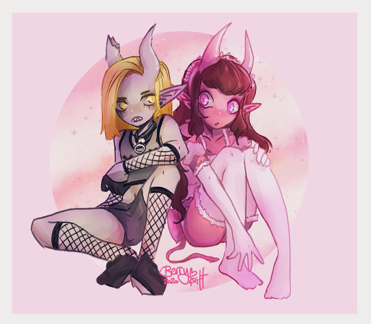 berryypitt's tweet photo. Trying something a little different! I redesigned my oc, Cherry (right) and to the left is a new oc, Lem who is nb 💕🍒🍋

#SmallArtistClub #OriginalContentArtist #ArtistOnTwitter https://t.co/AhNUUjuKay