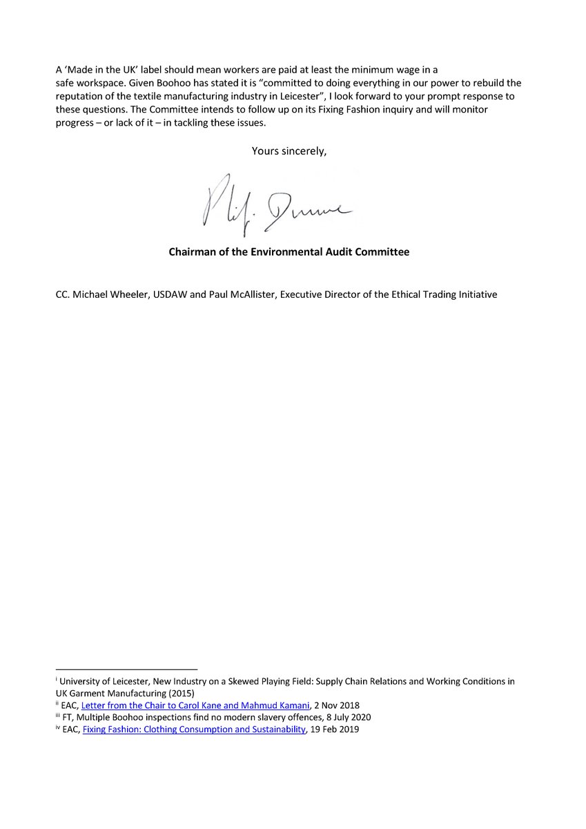 CommonsEAC's tweet photo. “It is incredible that over a year since the Committee highlighted illegal working practices in its supply chain, Boohoo publicly denied knowledge of what has been happening for years."

@Dunne4Ludlow's letter to #Boohoo: https://t.co/4xzZ5UAJQ6

More info https://t.co/VFlznIDCCk https://t.co/DGy68N5aRH