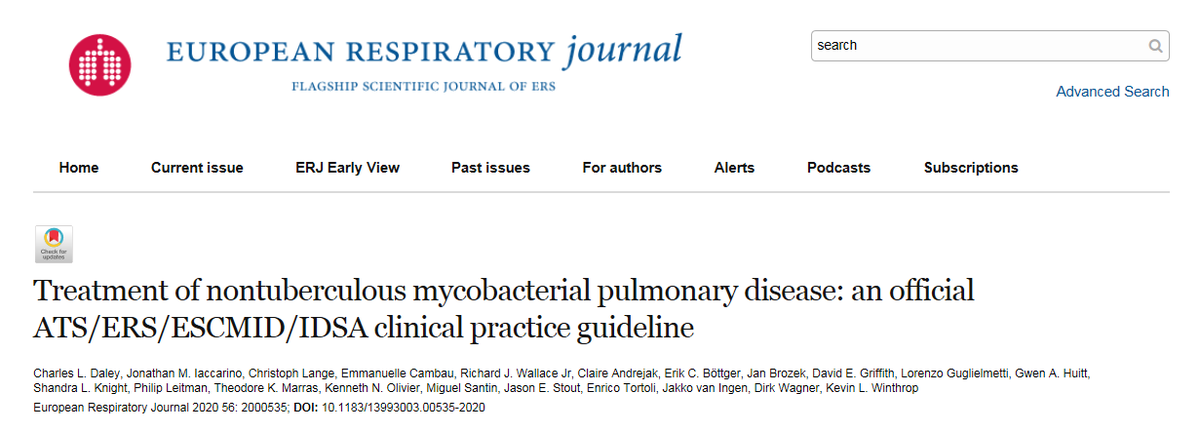 Treatment of #nontuberculous #mycobacterial #pulmonary disease: an official #ATS / #ERS / #ESCMID / #IDSA clinical practice guideline #NTM buff.ly/2Wf9RG8