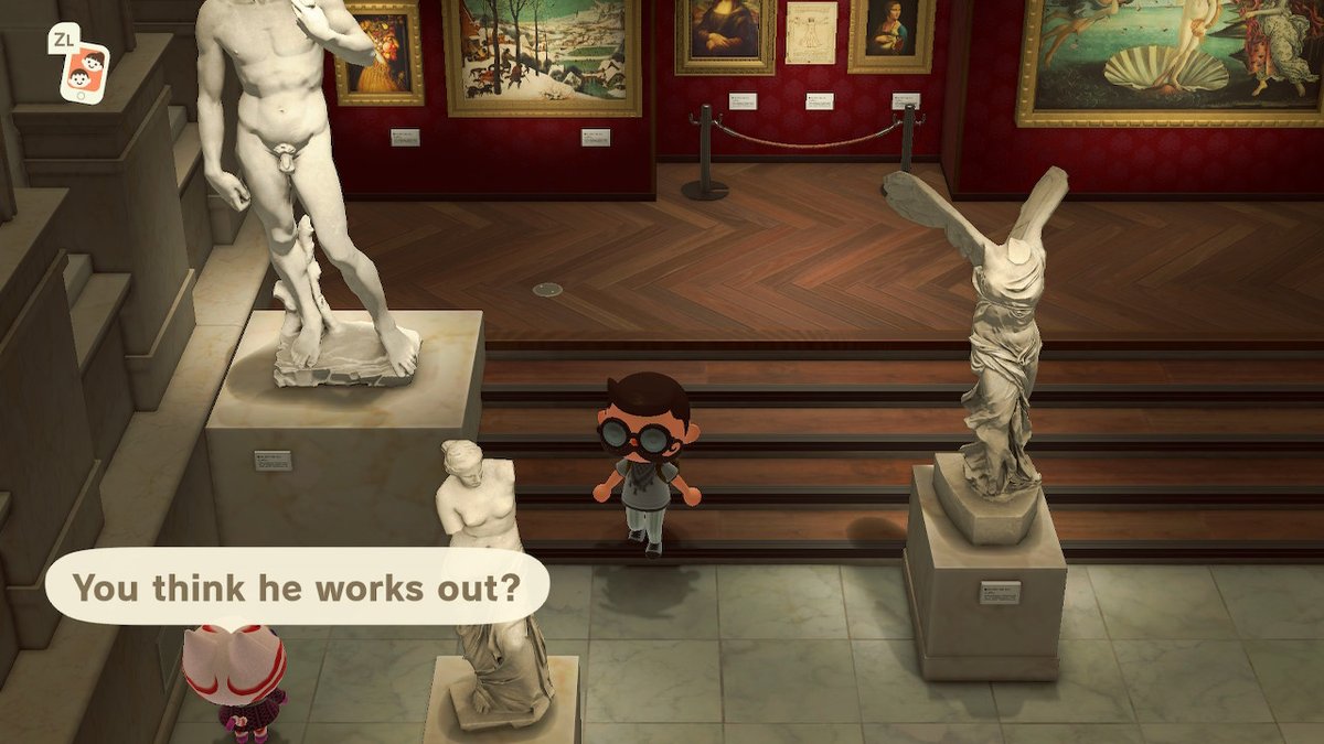 It's played for laughs, and it is indeed often pretty dern funny. But it's also a lovely little simulation of going to a museum with someone who doesn't know all that much about art but is nonetheless INTO I. As a big old gallery art nerd, I value those experiences so much.