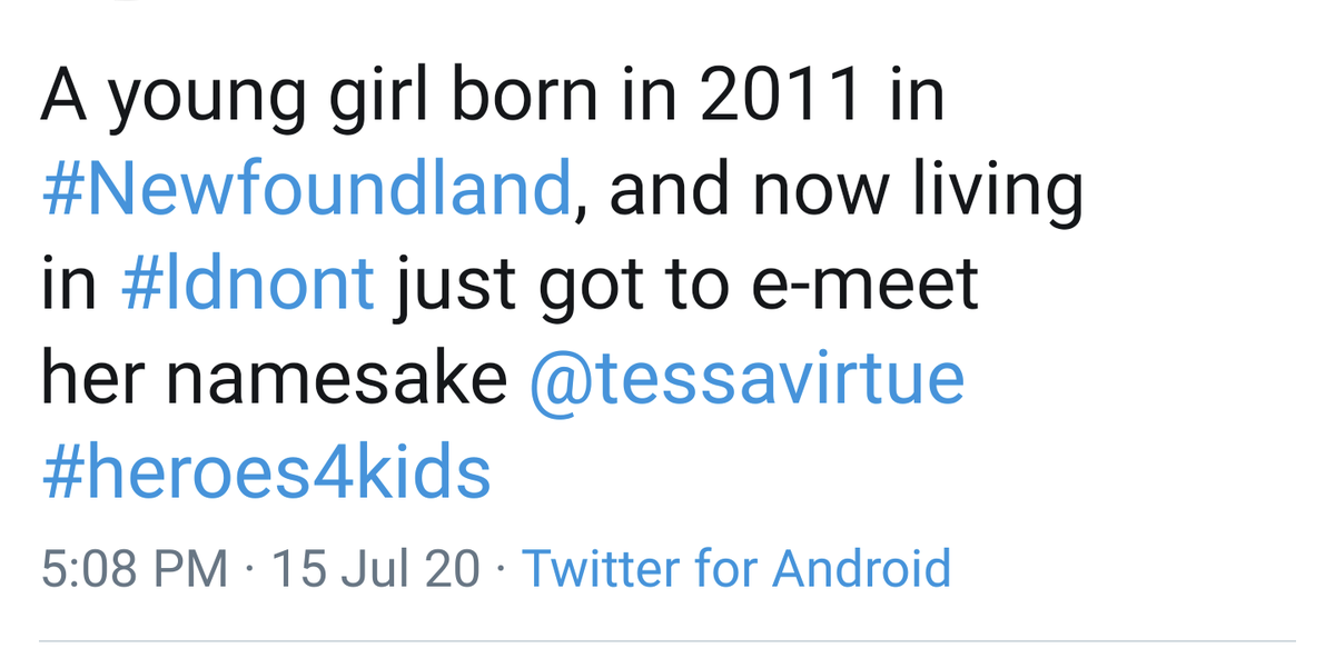 And here's little Tessa e-meeting <a href="/tessavirtue/">Tessa Virtue</a>. Very sweet! 🥰