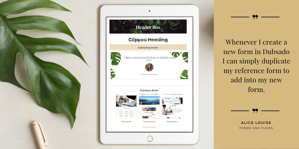 thefreelanceesc's tweet image. &quot;Whenever I create a new form in Dubsado I can simply duplicate my reference form to add into my new form&quot; #CRM #formsandflows  formsandflows.com/dubsado-css-re…