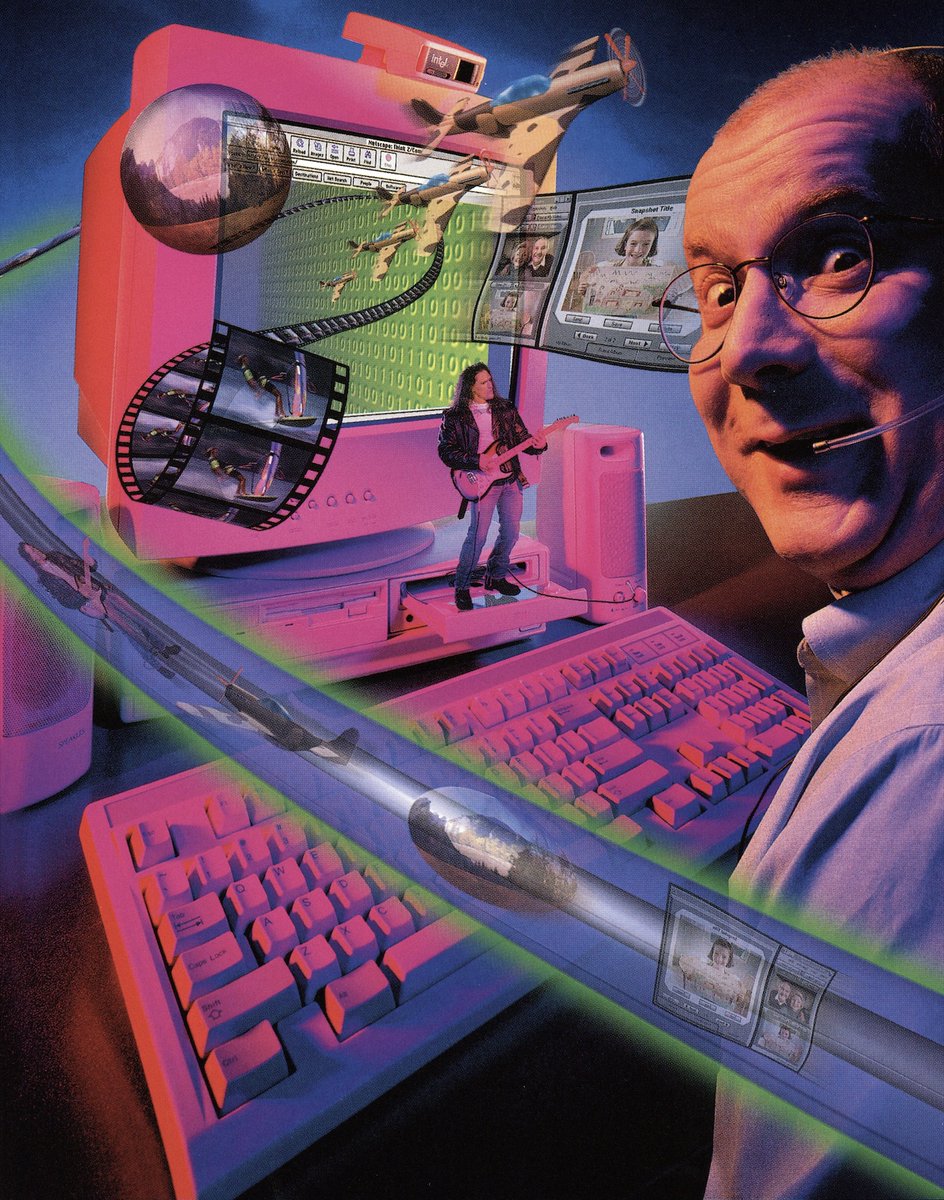 An exuberant advertisement for Intel by Steven Belchér, with the acid-toned colors of Cyber/Gen-X Corporate