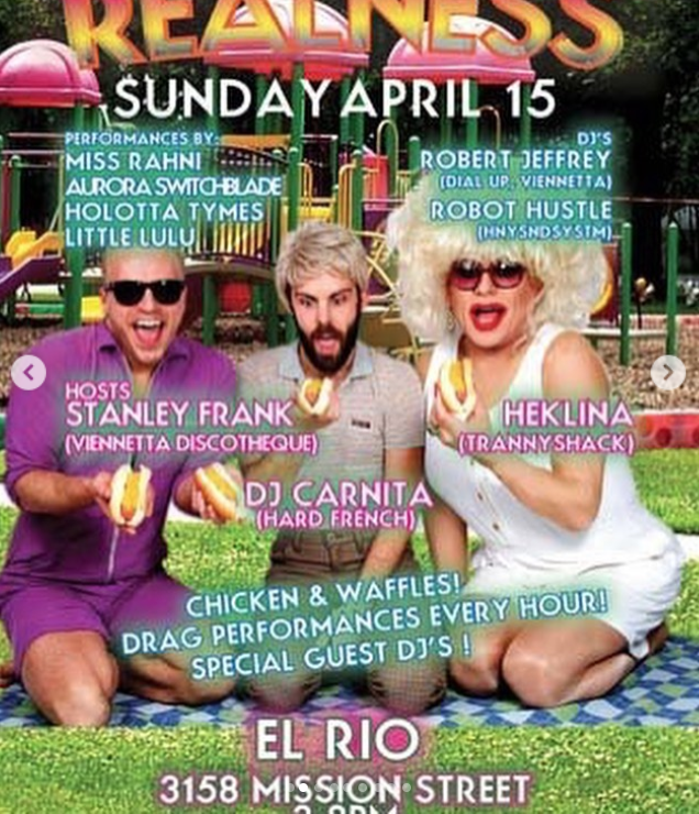 Heklina's tweet photo. #wbw my favorite party to do, and what I will miss most about this dreadful 2020. #daytimerealness would have been celebrating it’s 10th year this season. Someday, I will get to return to the @elriosf patio with @tomtemprano and @neonthread. All artwork by pinkyring https://t.co/wxB6pyMsuJ