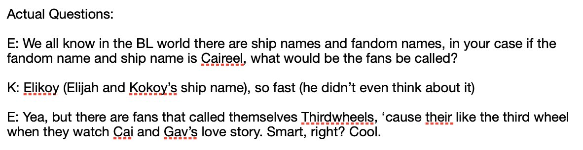 English translations for international fans!(Sorry if there are errors, I didnt proof read this!) Entitled: Kokoy de Santos and Elijah Canlas | Kapamilya Confessions #GameboysTheSeries  Translations below 