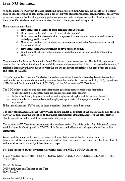 South Carolina Teacher of the Year 2025 tweet media