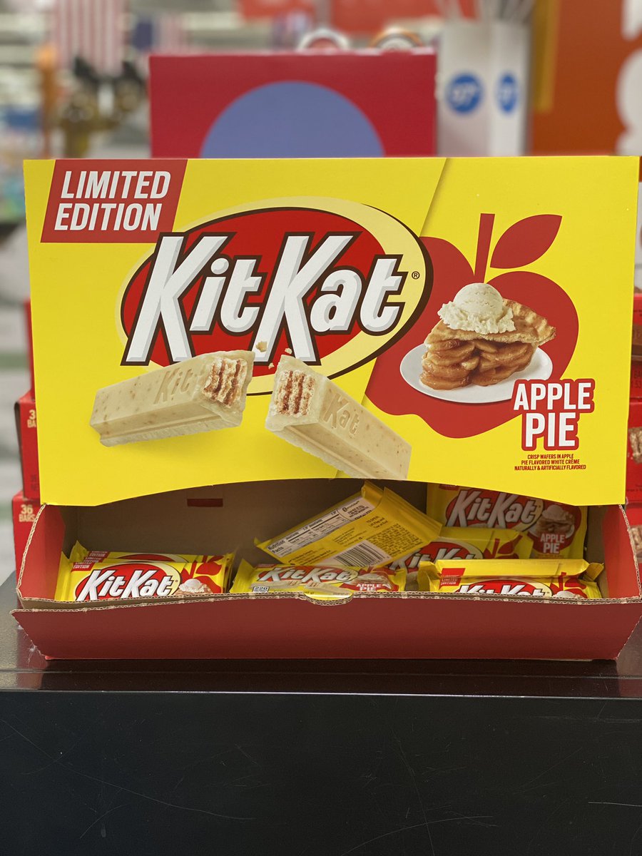 howwedo208's tweet photo. #AD NEW Limited Edition KIT KAT® Apple Pie Bars are a fun twist on the original...crisp wafers covered in Apple Pie flavored white creme. Perfect summer flavor! Available now in-store or online at @Walmart. #ApplePieKitKat #FoundAtWalmart @kitkat_us https://t.co/DaEz5l2poh https://t.co/gGk2JmnxtO