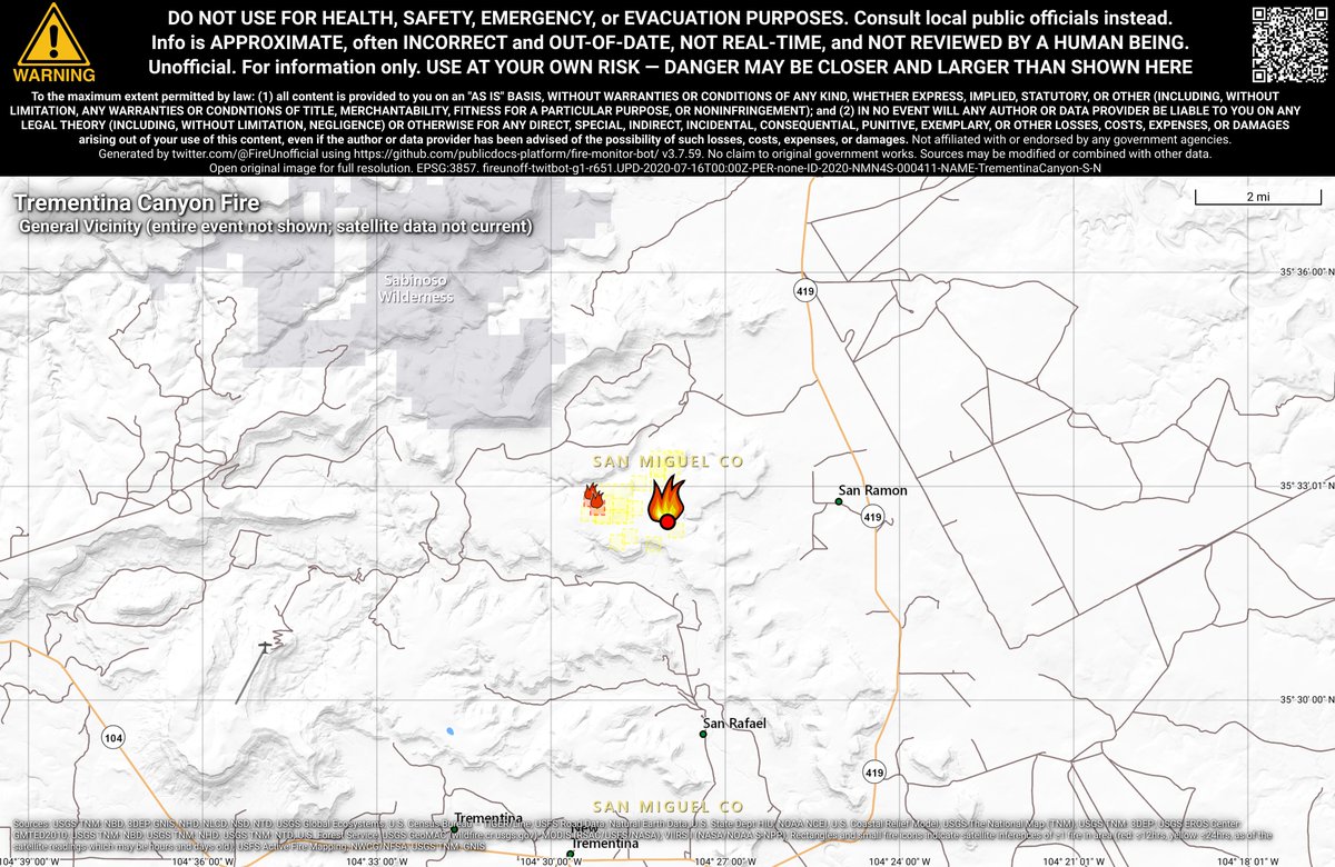 SWFireBot's tweet photo. #TrementinaCanyonFire 🔥 unofficial, automated update.
~19mi NW of Conchas Dam, NM. ⚠️ DO NOT USE FOR SAFETY PURPOSES - See officials instead. May be incorrect; disclaimers in images. https://t.co/Hvg56tdj7c