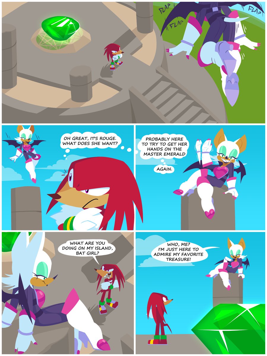 CaptainMolasses's tweet image. Rouge pays a visit to Angel Island