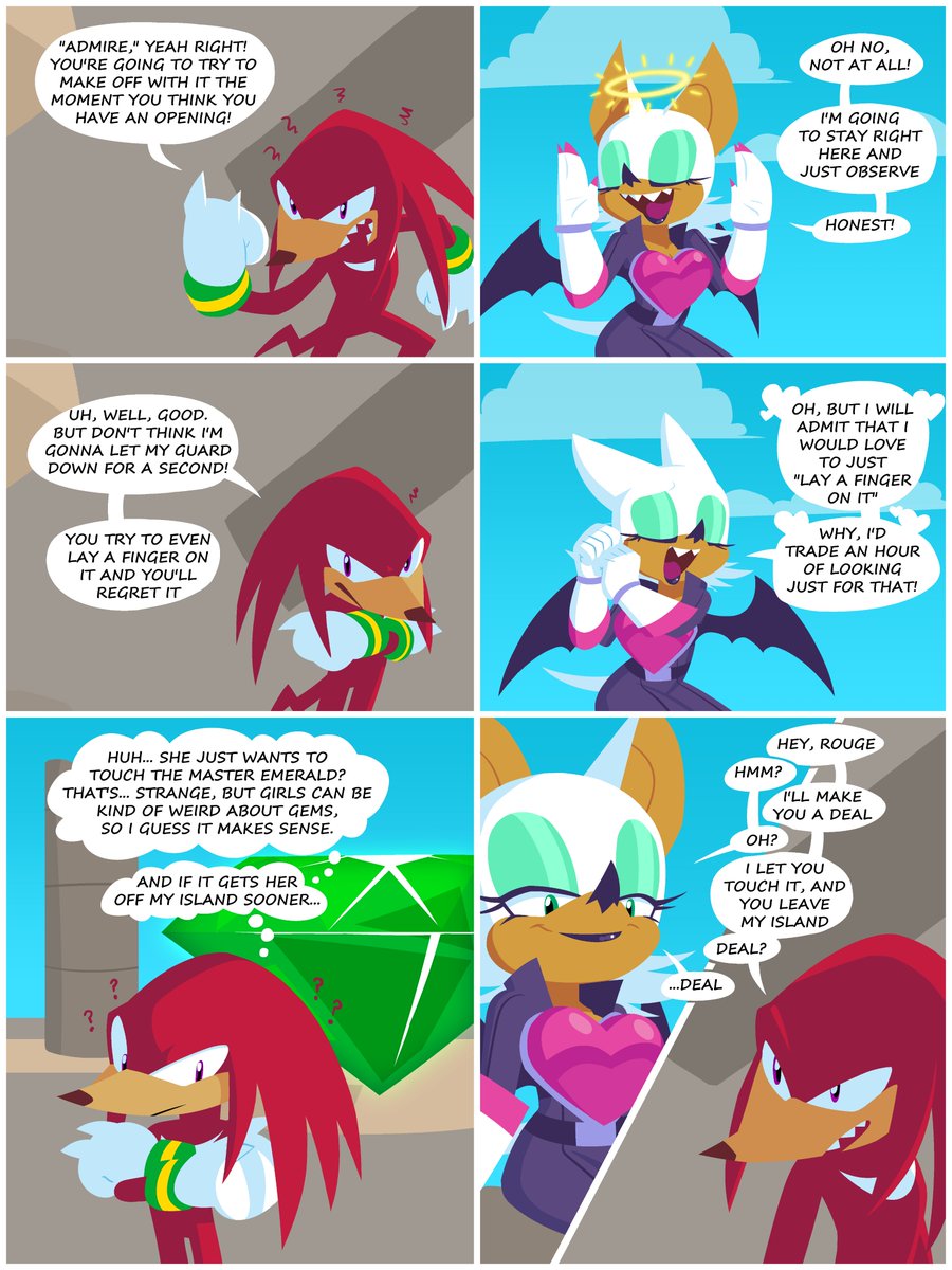 CaptainMolasses's tweet image. Rouge pays a visit to Angel Island